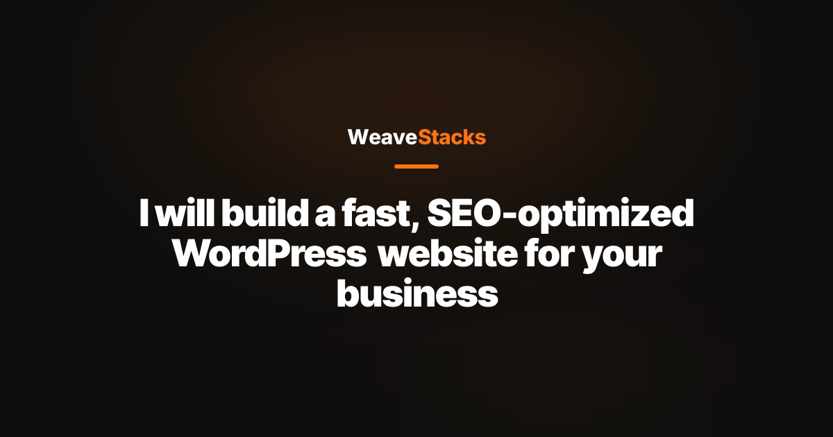 I will build a fast, SEO-optimized WordPress website for your business